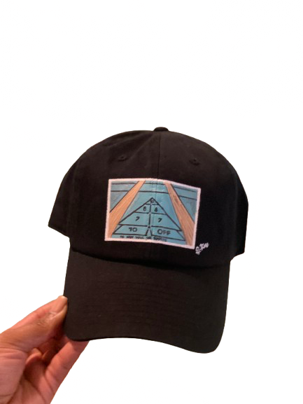 Shuffleboard Hand Painted Strap Back Adjustable Hat