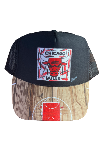 Bulls Brush Stroke Hand Painted Trucker Hat