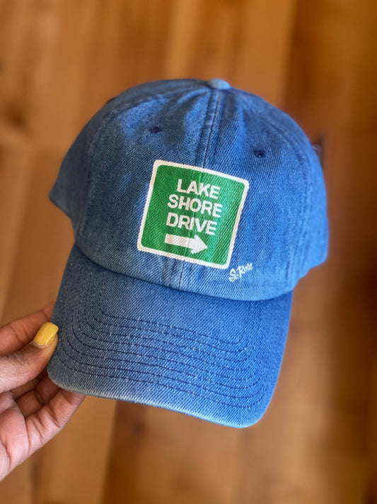 “Lake Shore Drive”Hand Painted Hat(denim)