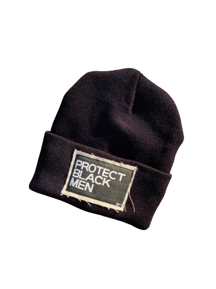 “Protect Black Men” Hand Painted Patch Knit Hat(black)