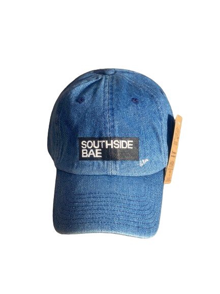"Southside Bae" Hand Painted Strap Back Hat (Denim)