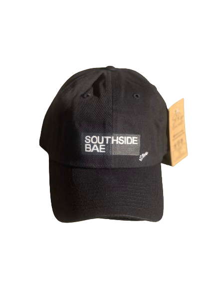 "Southside Bae" Hand Painted Strap Back Hat (Black)