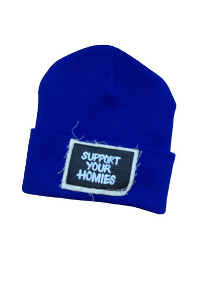 Support Your Homies hand painted patch knit hat