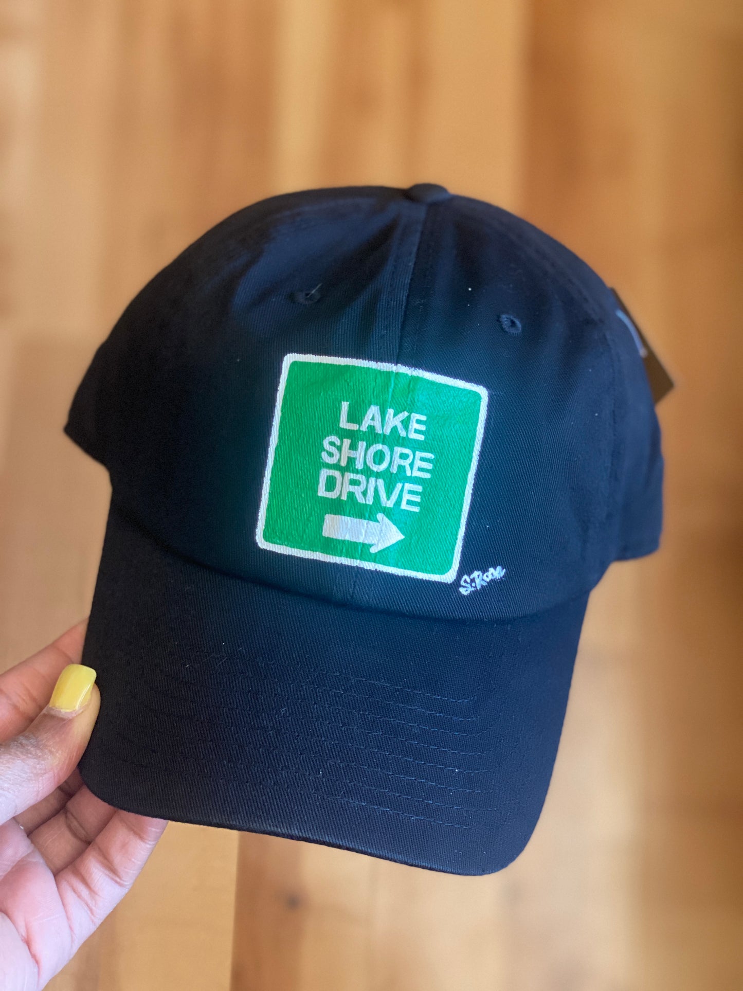 “Lake Shore Drive” Hand Painted Hat(black)