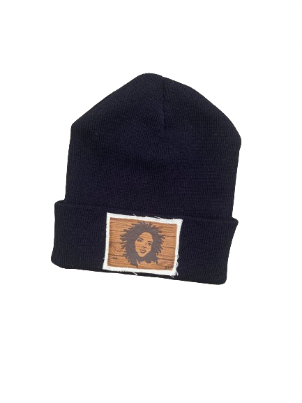 Lauryn Hill Hand Painted Patch Knit Hat(black)