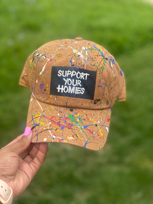 Support Your Homies Color Splash Hand Painted Strap Back (Camel)