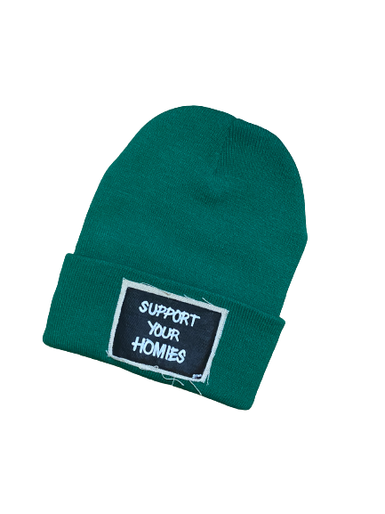 Support Your Homies hand painted patch hat (green)