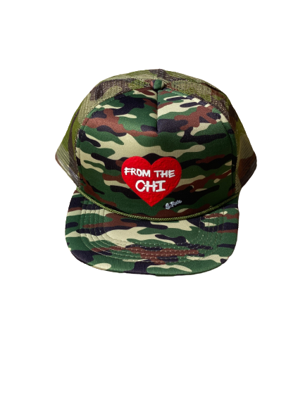 From The Chi Hand Painted Trucker Hat (Camo)