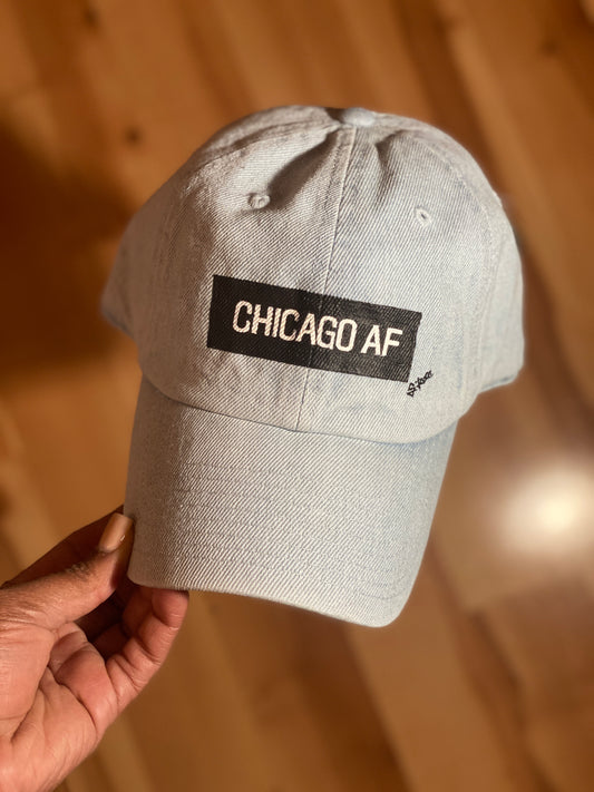 Chicago AF Strap back adjustable hat (light denim)