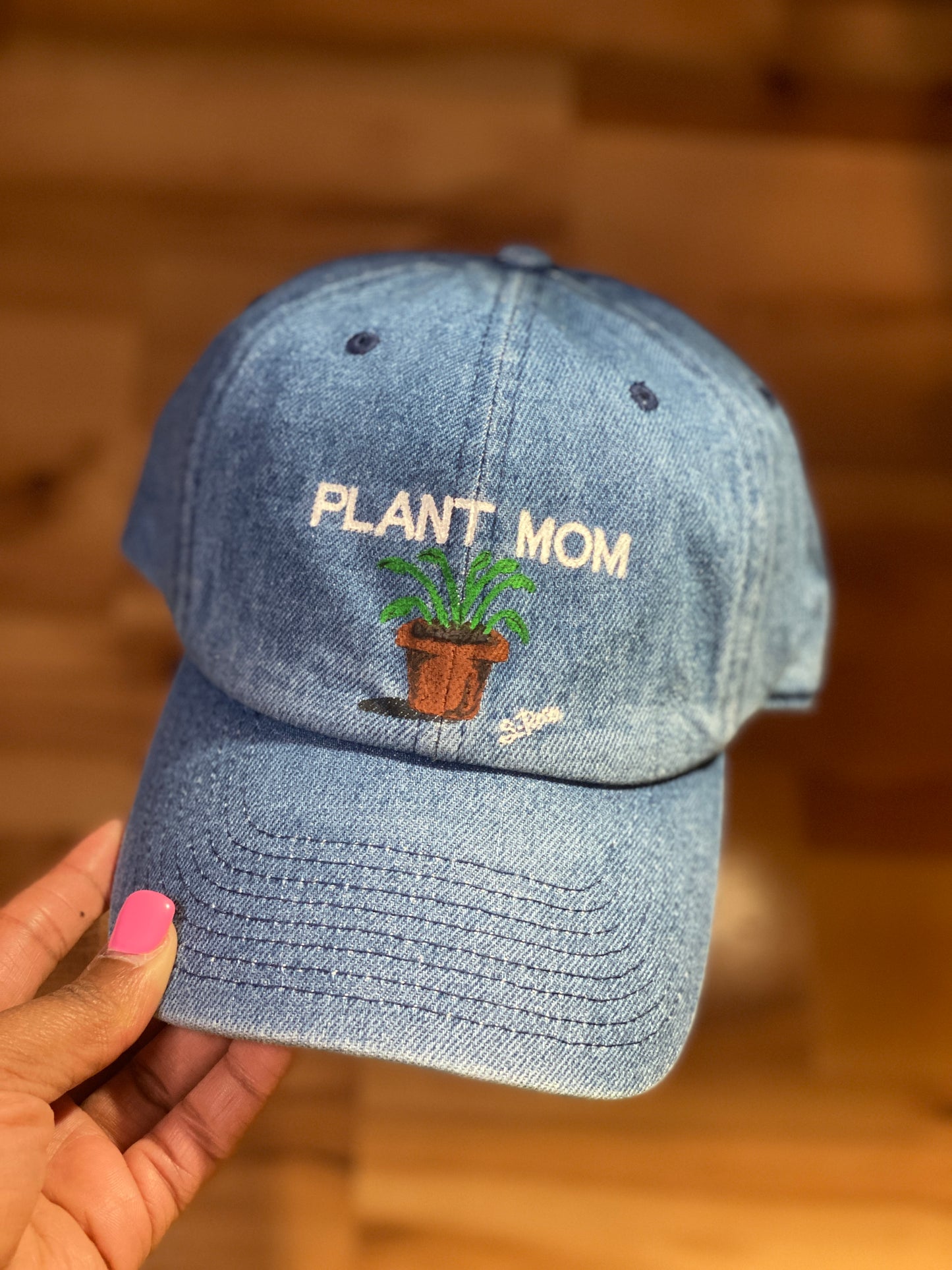 “Plant Mom” Hand Painted Hat