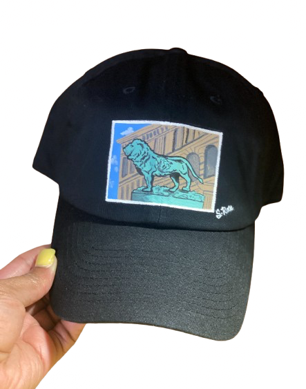 Chicago Lion Hand Painted Strap Back Adjustable Hat(black)