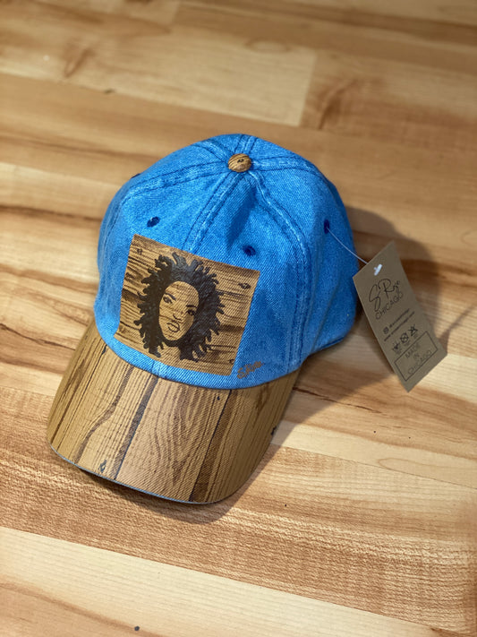 Lauryn Hill Woodgrain Hand Painted Hat