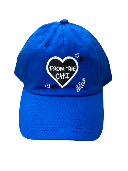 "From The Chi" Hand Painted Strap Back Hat (Blue)