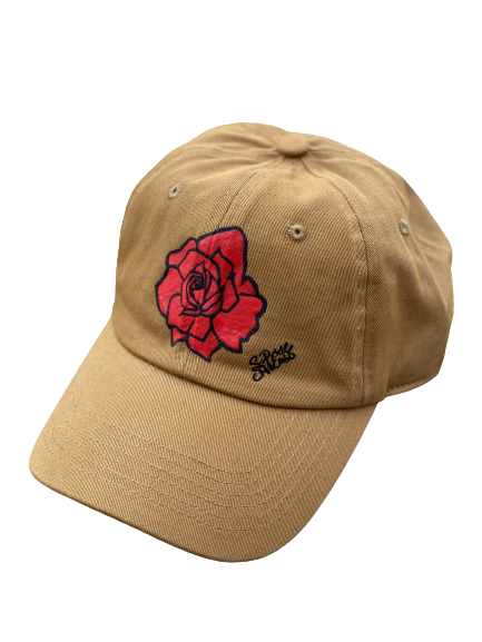 "Rose" Hand Painted Strap Back Hat (Tan)