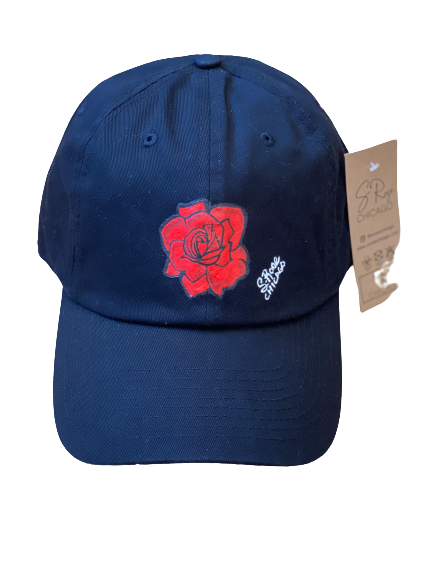 "Red Rose" Hand Painted Strap back Hat (Black)