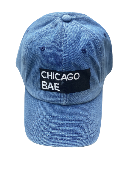 Chicago Bae Hand Painted Strap Back Hat (denim)