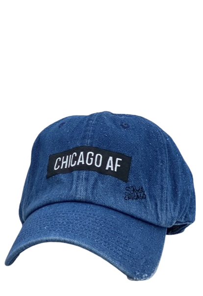 Chicago AF Hand Painted Strap back hat(denim)