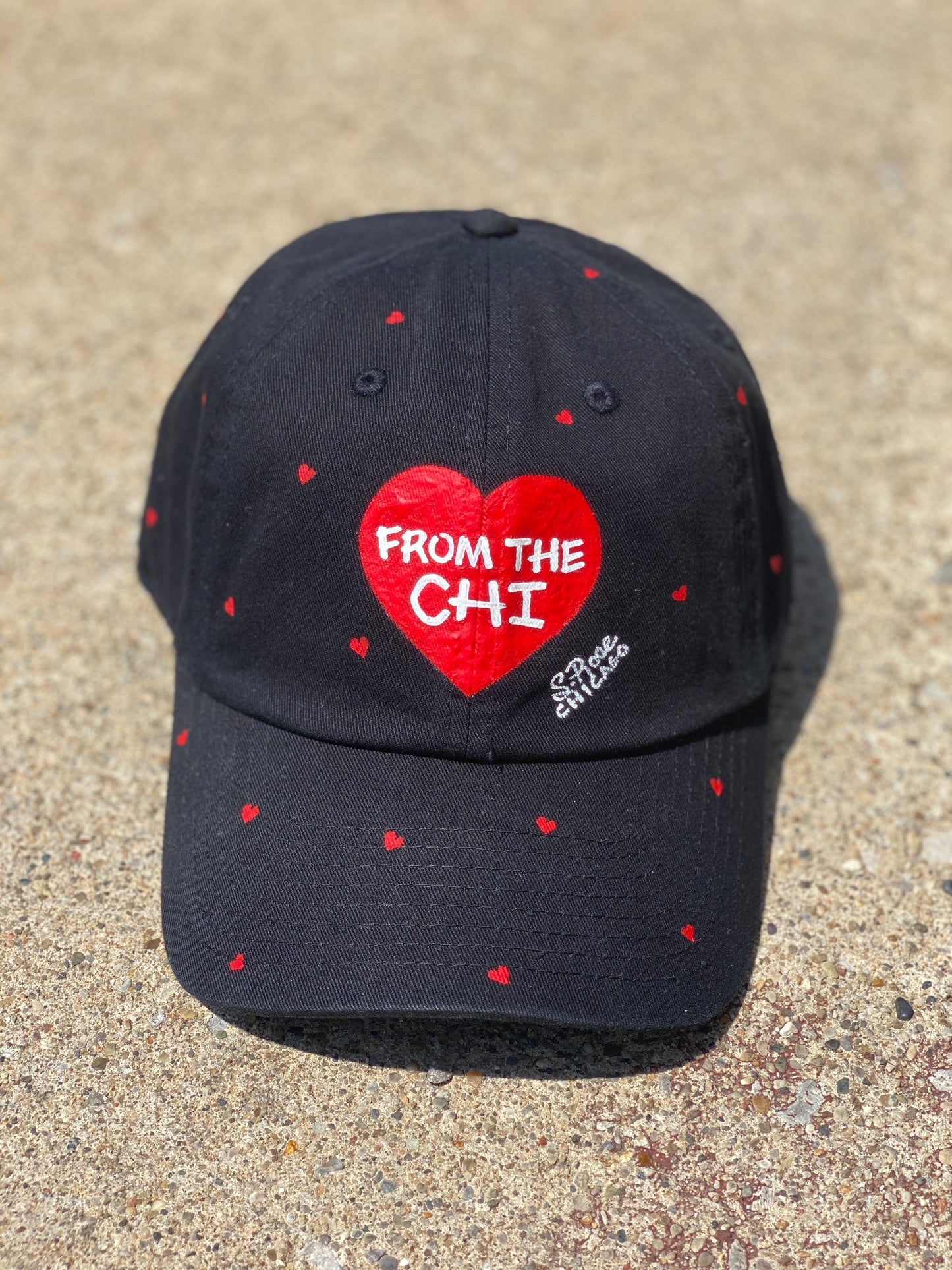 “From The Chi” Hand Painted Strap Back Hat (black)